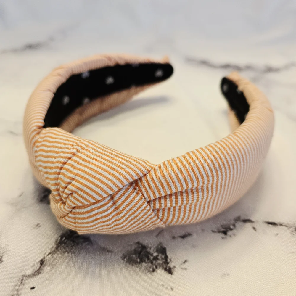 EUC Lele Sadoughi Knotted Headband Orange & White Stripes